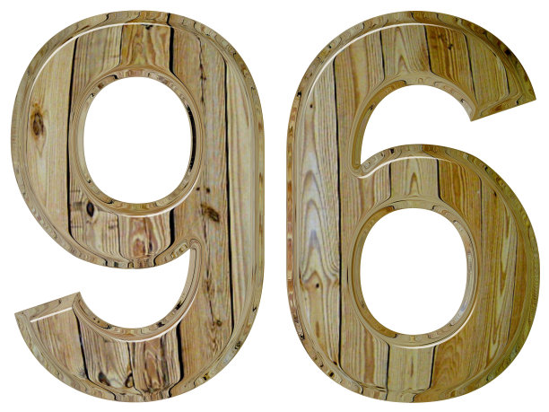 数字96,96，孤立在白色背景，3d渲染图片下载