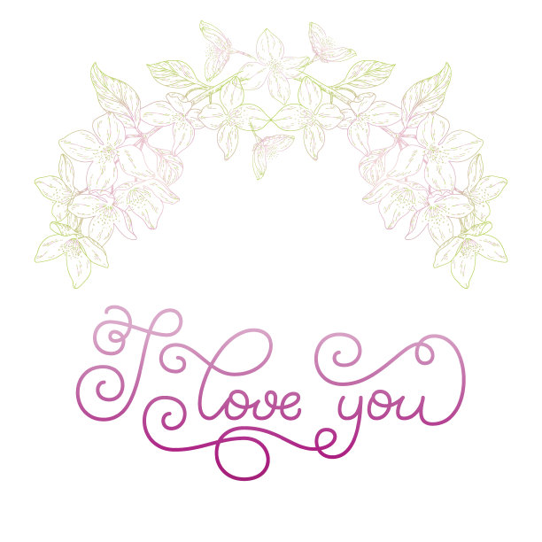 礼品卡上写着我爱你和花开图片下载