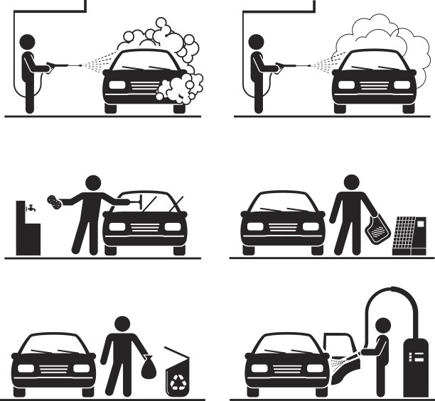 一套洗车象形图。图片下载