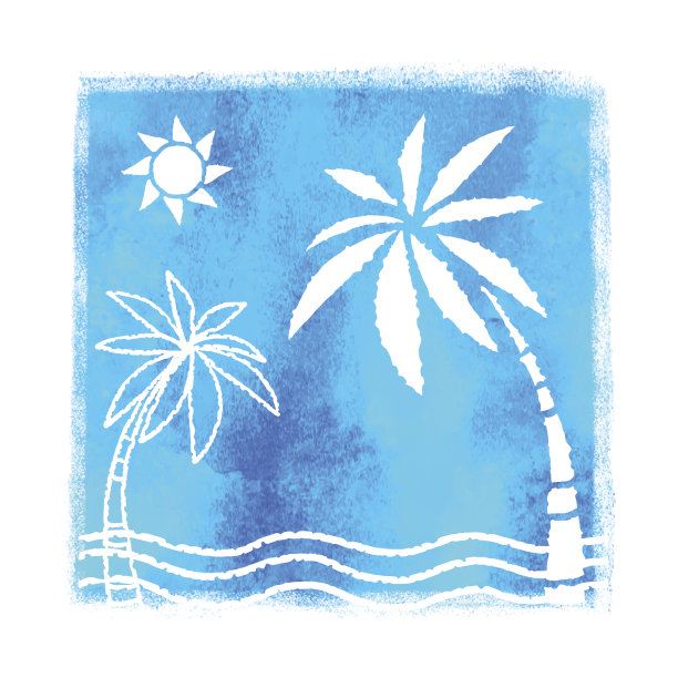 水彩夏季海滩插图图片下载