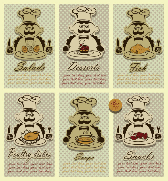 用于菜单设计的一套卡片。图片下载