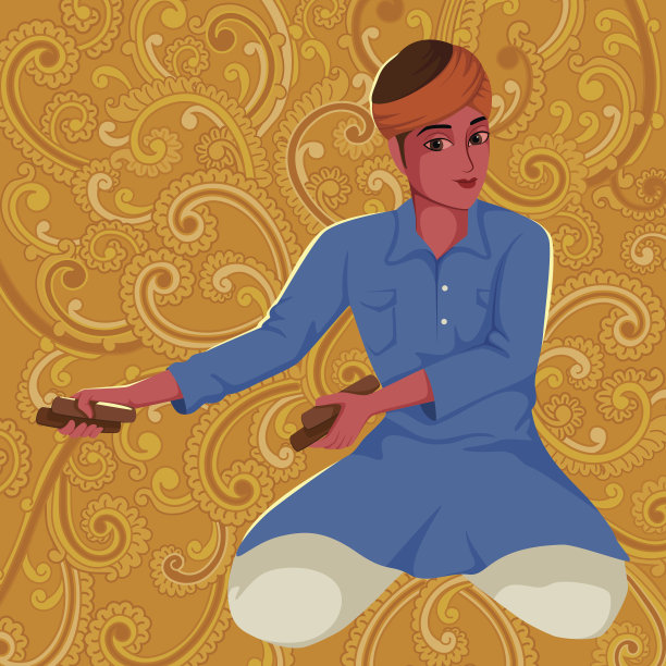 演奏印度喀土尔民间音乐的艺术家图片下载