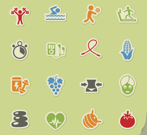 健康生活方式图标集图片下载