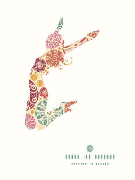 向量抽象装饰圈跳女孩剪影图案框架图片下载