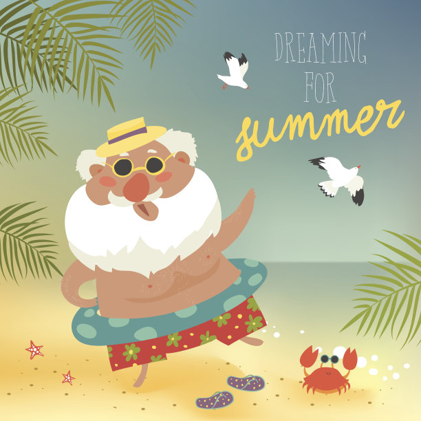 快乐的爷爷在海滩上跳舞图片下载