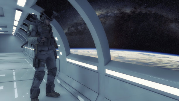 3 d渲染。士兵、星球和太空图片下载