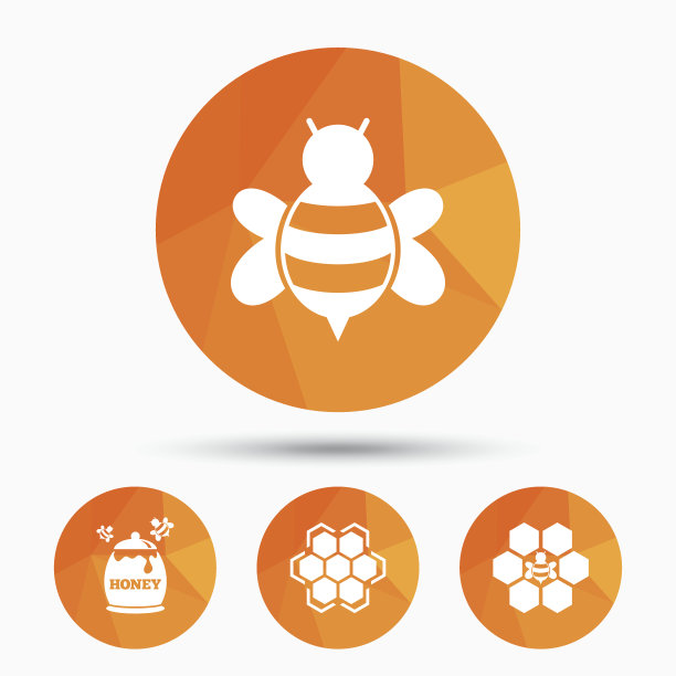 蜂蜜图标。蜂窝与蜜蜂的象征。图片下载