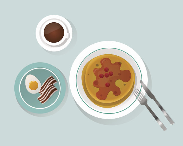 小麦粉粥早餐俯视图矢量插图图片下载