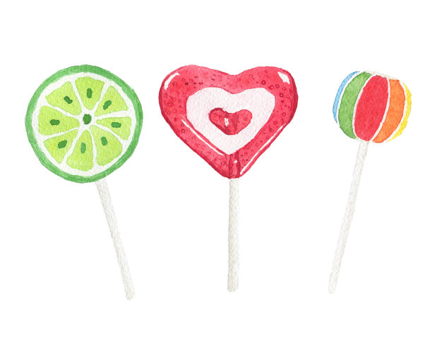 一套水彩橄榄糖图片下载