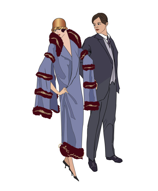 两党。男人和女人，20世纪20年代的复古风格。图片下载