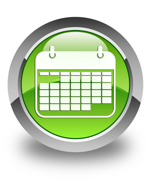 日历图标亮绿色圆形按钮图片下载