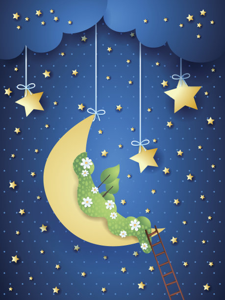 有月亮和草地的超现实景观图片下载