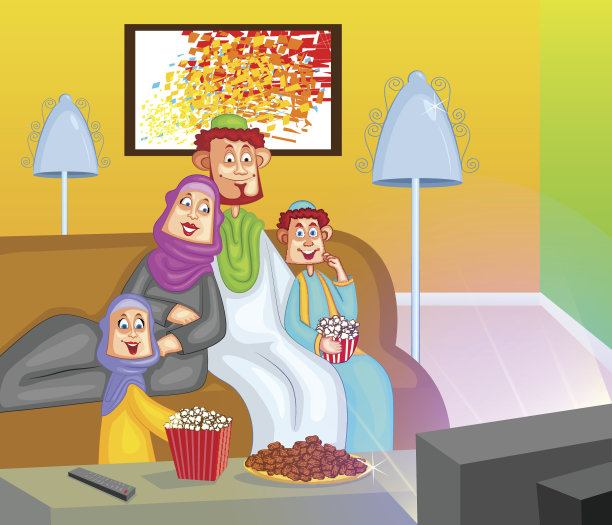 穆斯林家庭观看电视图片下载