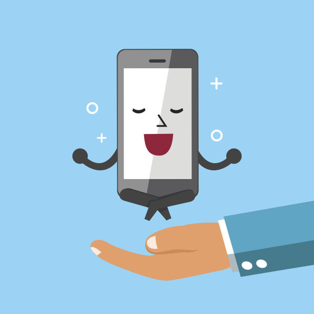 卡通人物智能手机与大手图片下载