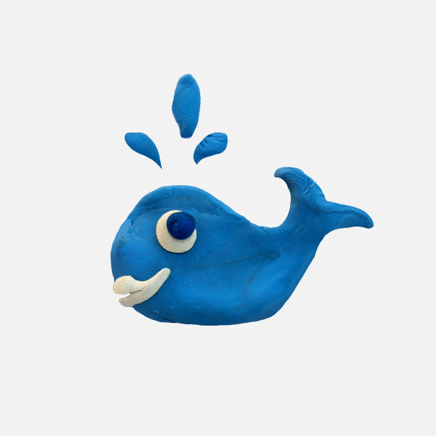 橡皮泥婴儿动物3D渲染雕塑孤立在白色图片下载