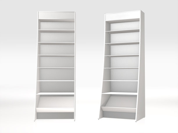 3D渲染白色货架隔离对象。图片下载