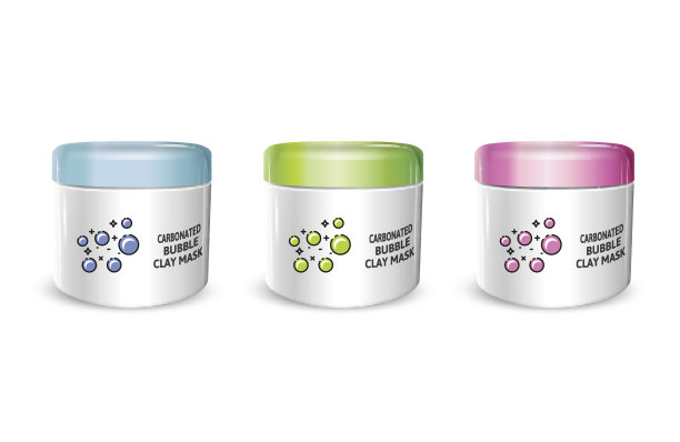 真实的碳酸气泡面具容器的矢量插图图片下载