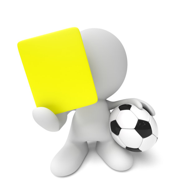 白色裁判持球并出示黄牌图片下载