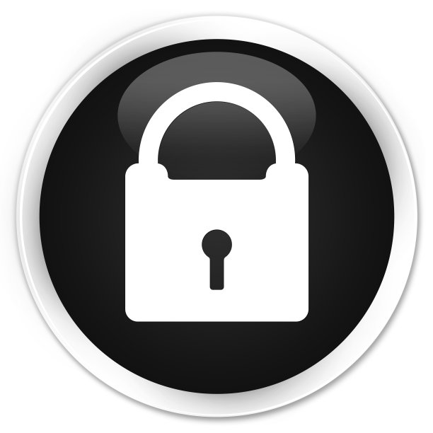 挂锁图标高级黑色圆形按钮图片下载