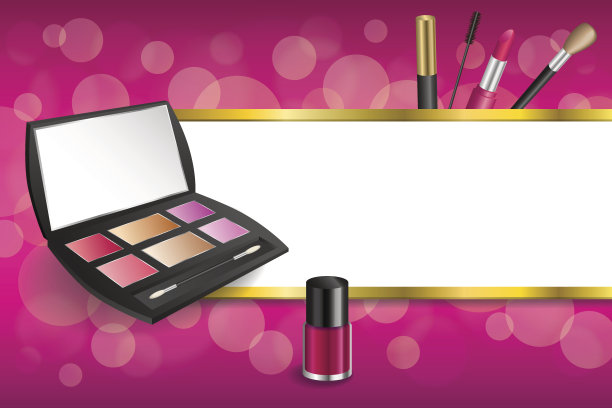 背景粉化妆品化妆口红、睫毛膏、眼影矢量图片下载