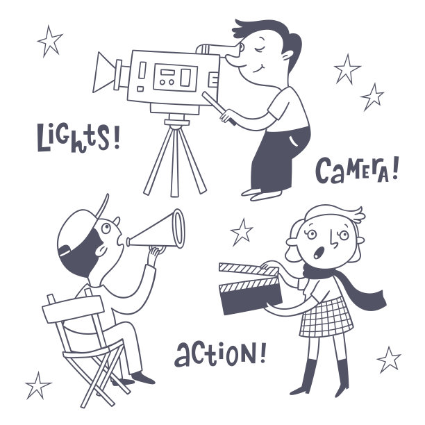 影片拍摄职员矢量集图片下载