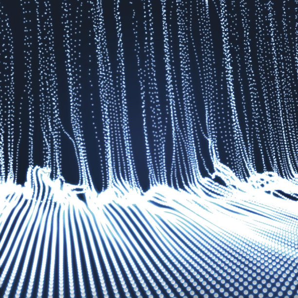 动态发射粒子阵列。3D发光网格。图片下载