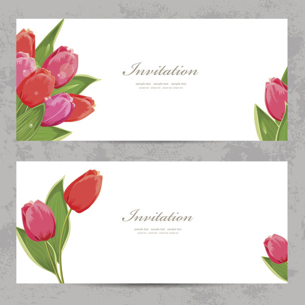 带有郁金香图案的请柬图片下载