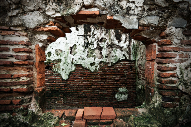 老式砖墙和窗户图片下载