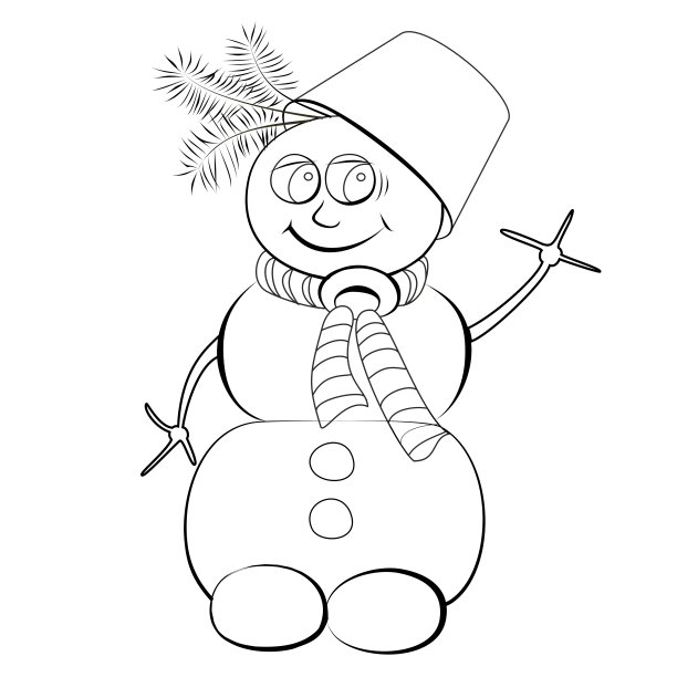 头上顶着桶的无色快乐的雪人图片下载