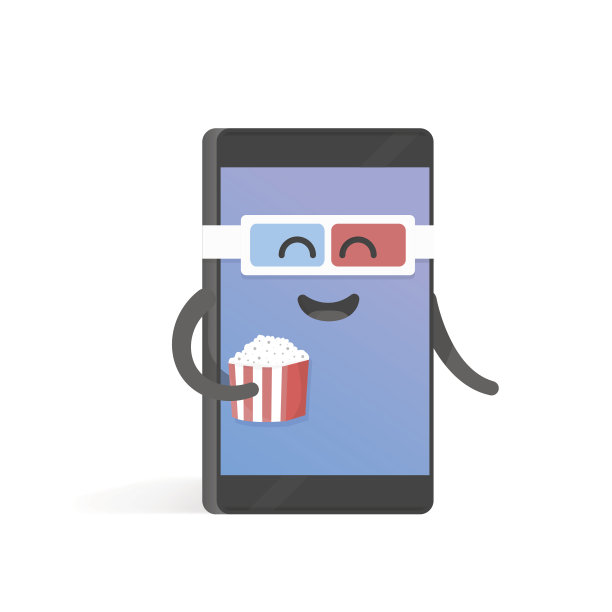 可爱的卡通人物手机，有手，眼睛和微笑。图片下载