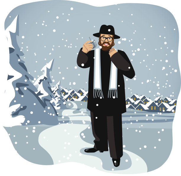 拉比在雪景中举着陀螺图片下载