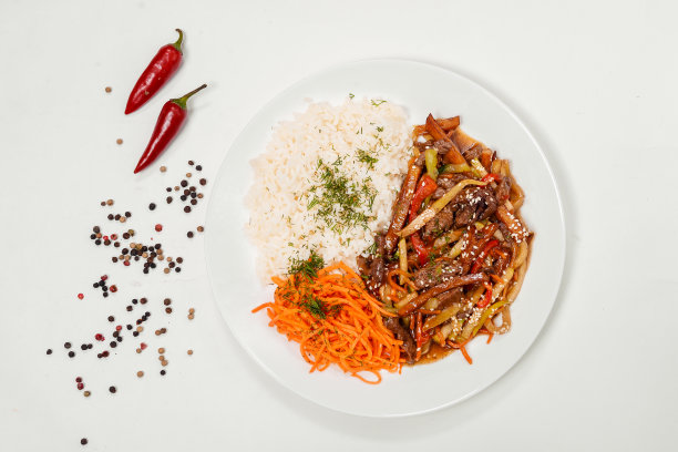 中国面条，米饭，胡萝卜图片下载