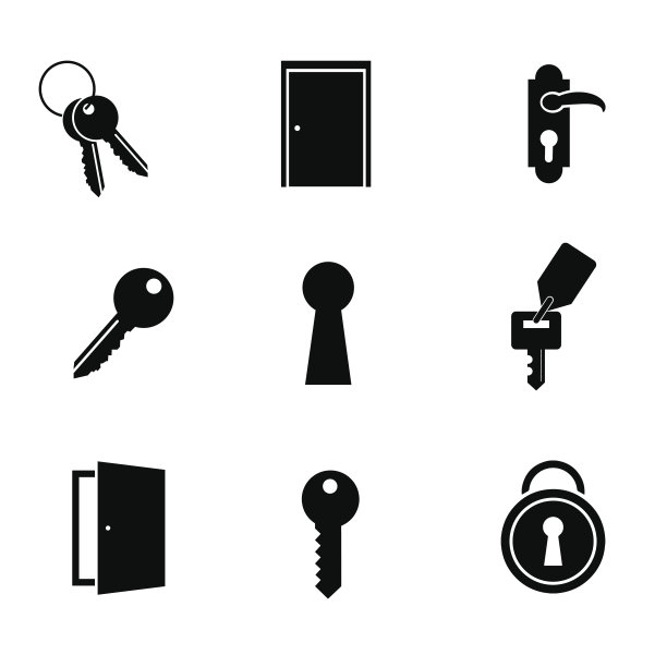 门的图标集。图片下载