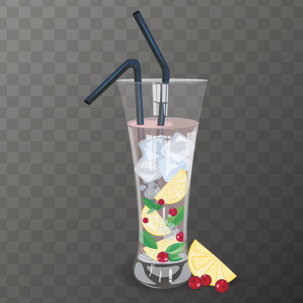 清爽饮料矢量插图。素材图片
