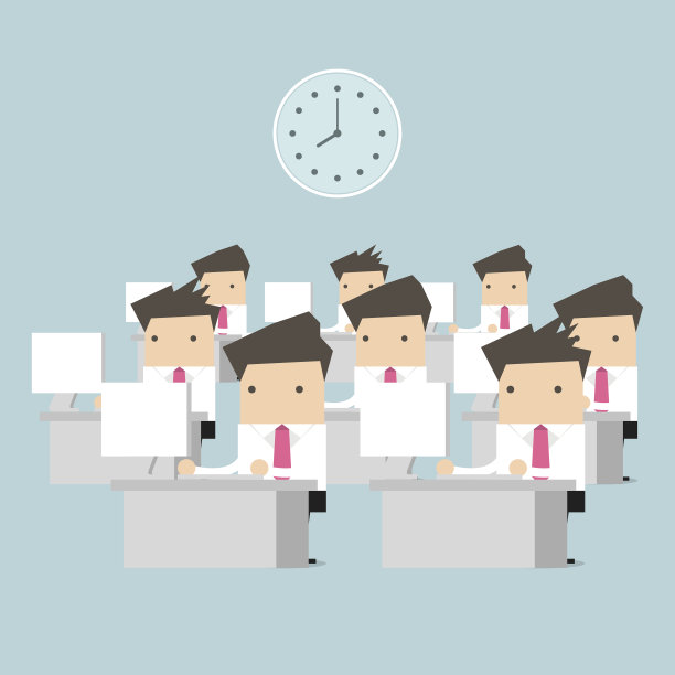 在办公室矢量桌旁的商人图片下载