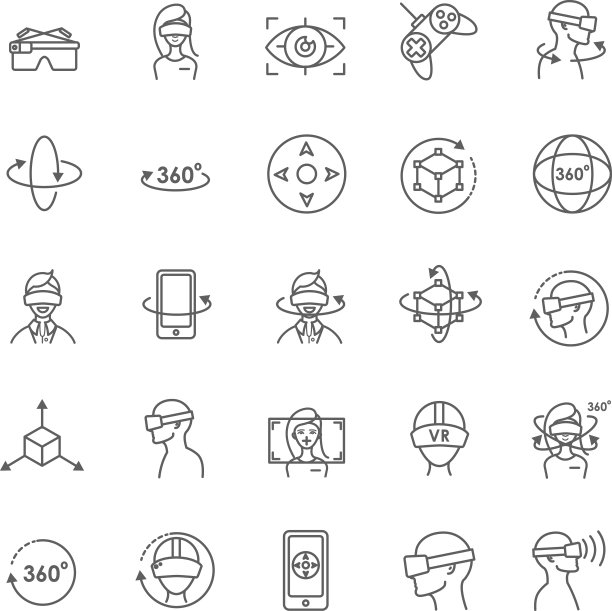虚拟和增强现实矢量图标为您的设计图片下载