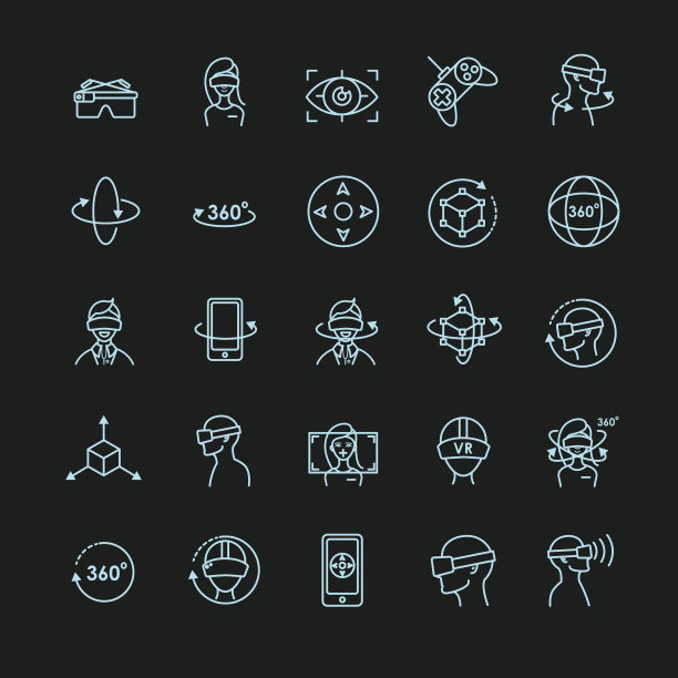 虚拟和增强现实矢量图标设置为您的设计图片下载
