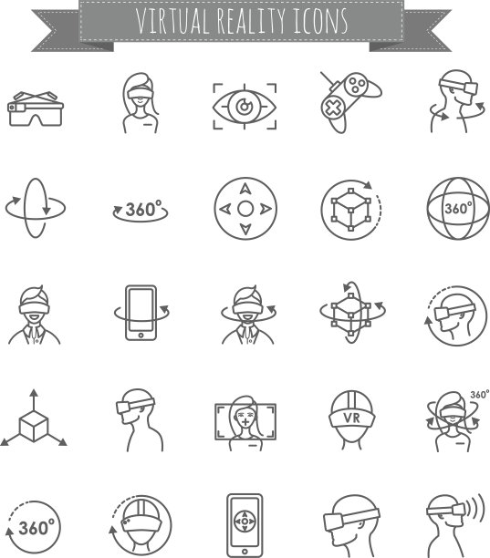 虚拟和增强现实图标集图片下载