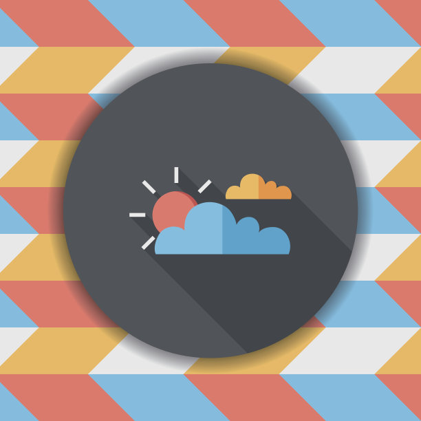 阳光与云朵扁平风格图标（长阴影，EPS10）图片下载