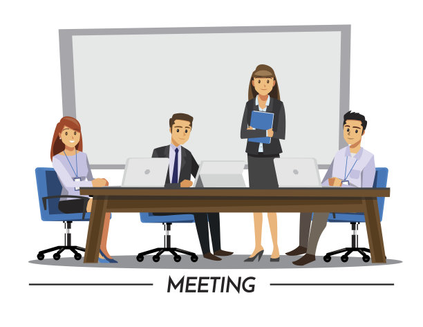 商务人士有董事会，矢量插图卡通人物图片下载