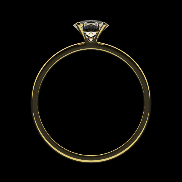 镶钻石的金戒指。图片下载