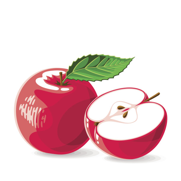 向量新鲜的红苹果在白色。矢量插图。图片下载