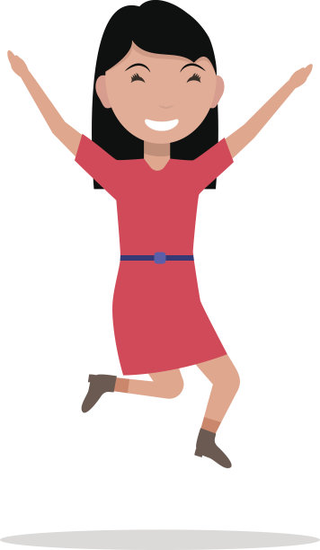 矢量插图卡通女孩跳跃的幸福图片下载