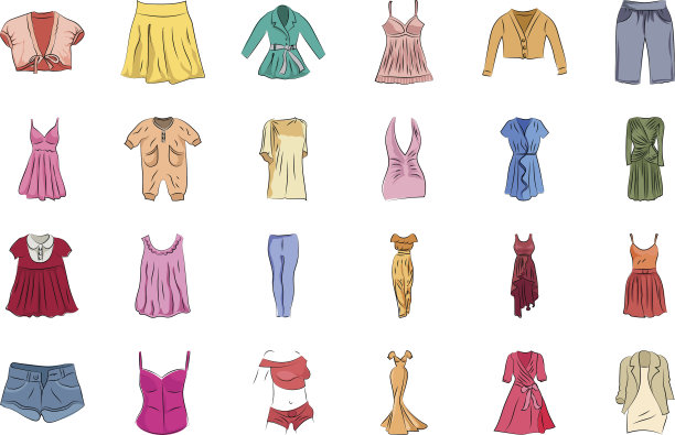 衣服手绘彩色矢量图标图片下载