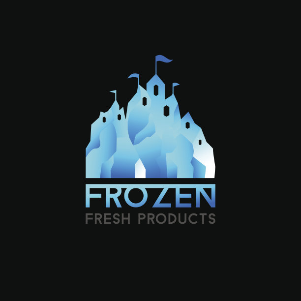 冬季蓝色城堡。冷冻产品的标志。图片下载