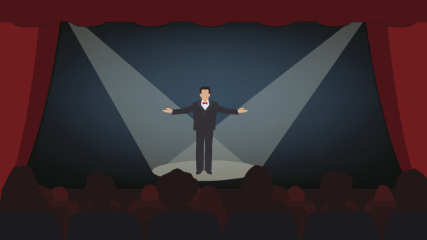 幕布拉开的场景，演员在舞台上图片下载