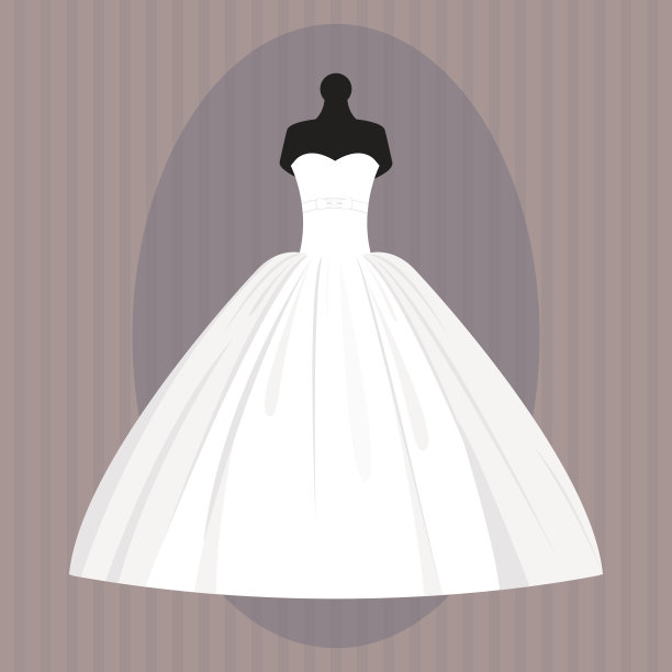 婚礼新娘礼服典雅风格庆典矢量插图图片下载