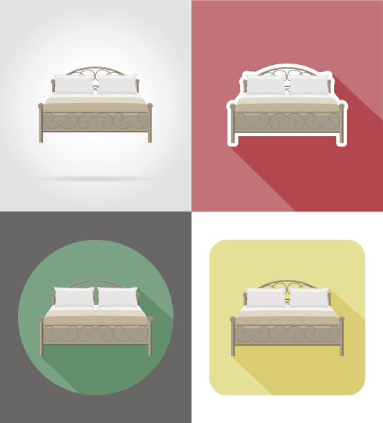 床家具设置平面图标矢量插图图片下载