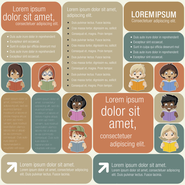 模板与卡通学生儿童阅读书籍。图片下载