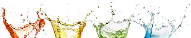 一套彩色液体飞溅孤立在白色背景图片下载